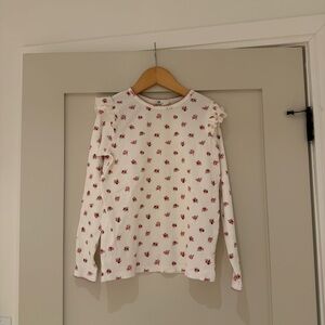 H&M Girls' White Floral Ruffle Long Sleeve Top